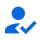 A blue silhouette of a person's head and shoulders with a checkmark icon to the right.