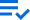 Three horizontal blue bars of varying lengths with a blue checkmark in the bottom right corner.