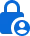 Blue padlock and user profile silhouette icon