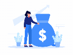 Cost-effective scaling with money bag graphic
