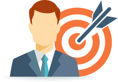 Illustration of a professional with a target and arrow, symbolizing headhunting for top talent