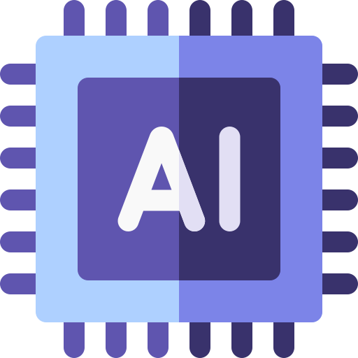 AI microchip icon representing artificial intelligence technology