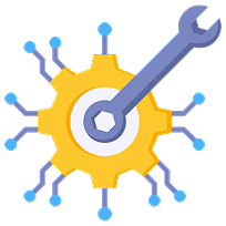 Gear with wrench symbolizing product engineering