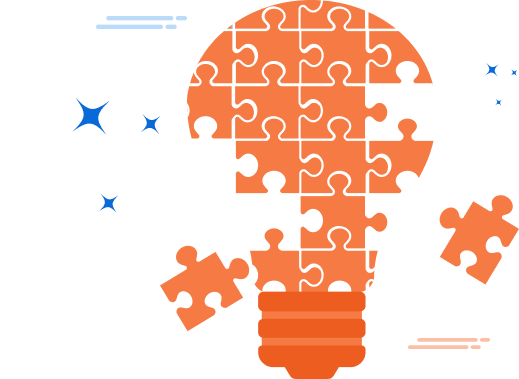 Illustration of a lightbulb made of puzzle pieces, symbolizing innovation and problem-solving