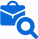Blue briefcase with magnifying glass icon representing search for hiring .NET developers