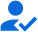 Blue person icon with a check mark symbolizing verified and approved .NET developer.
