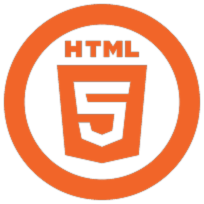HTML5 logo with orange circular border