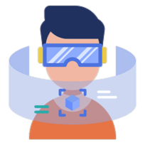 Illustration of a person wearing AR or VR headset