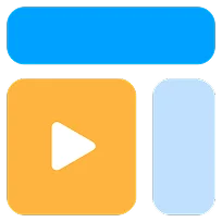 App layout icon showing multimedia and UI components used in Android application interfaces.
