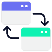Icon representing cross-platform compatibility between software applications