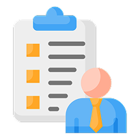 Illustration of a person in a tie next to a checklist clipboard