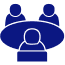 Blue icon with three people representing scalable Java hiring with no long-term lock-ins