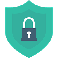 Shield icon with a padlock symbolizing security and protection
