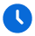 Blue clock icon representing on time delivery.