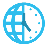 Clock and Globe Icon showing remote development teams