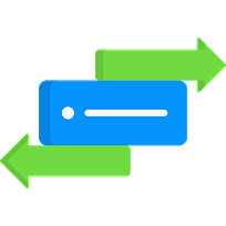 Icon of server with green arrows representing data migration