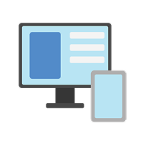 Icon of computer and smartphone representing UI and report development