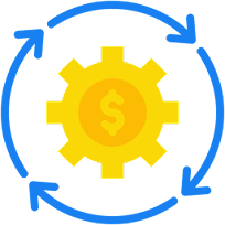 Automation and cost efficiency icon with gear and dollar symbol